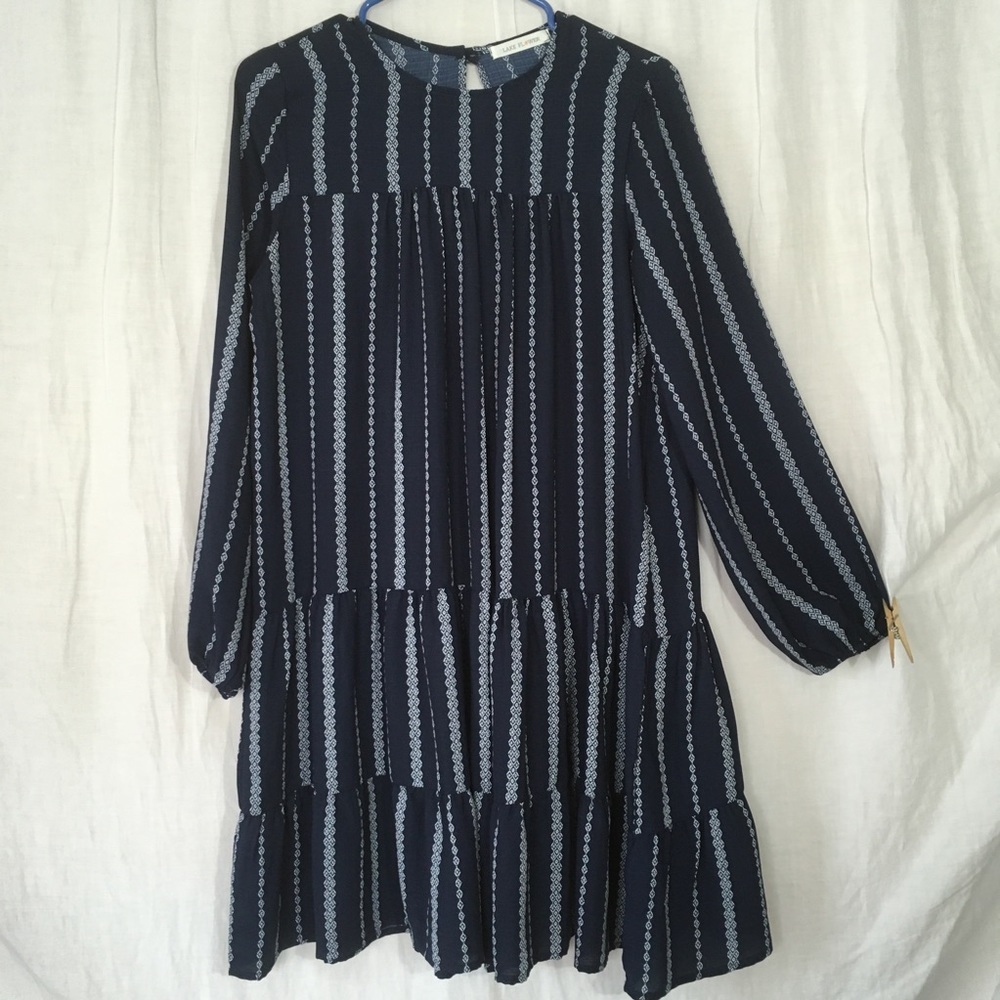 Lake Flower Long‎ Sleeve Flowy Prairie Dress